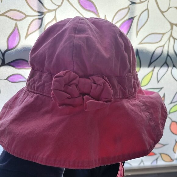 Gymboree Girls Pink Bucket Hat With Velcro Straps And Pink Bow Size 6-12M - Picture 1 of 8